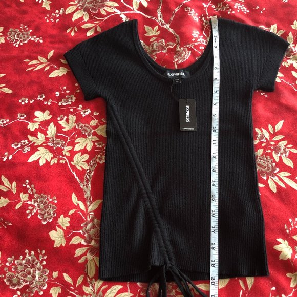 *Brand New with Tags* Ribbed Ruched Adjustable Hem Scoop Neck Sweater XXS - Picture 11 of 16